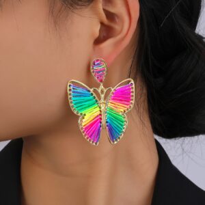 Random Color Butterfly Drop Earrings